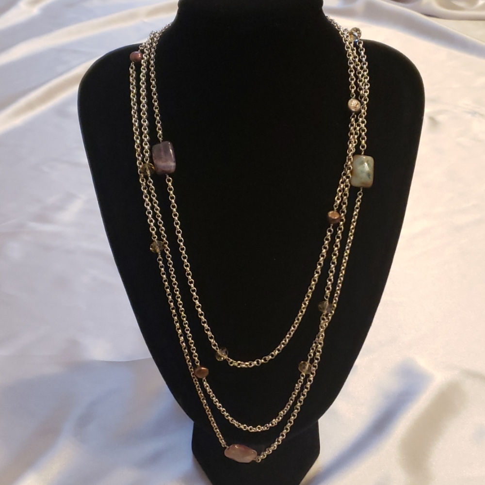 Stone Bead Long Necklace